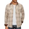 COOFANDY Mens Flannel Shirts Long Sleeve Fleece Plaid Jacket Casual Stylish Button Down Shirts with Pockets(Light Khaki)