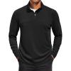COOFANDY Mens Fleece Quarter Zip Pullover Long Sleeve Mock Turtleneck Sweatshirts Thermal Workout Golf Polo Shirt(Black)