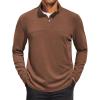 COOFANDY Mens Fleece Quarter Zip Pullover Long Sleeve Mock Turtleneck Sweatshirts Thermal Workout Golf Polo Shirt(Brown)