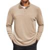 COOFANDY Mens Fleece Quarter Zip Pullover Long Sleeve Mock Turtleneck Sweatshirts Thermal Workout Golf Polo Shirt(Khaki)