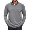 COOFANDY Mens Fleece Quarter Zip Pullover Long Sleeve Mock Turtleneck Sweatshirts Thermal Workout Golf Polo Shirt(Light Grey)