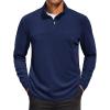 COOFANDY Mens Fleece Quarter Zip Pullover Long Sleeve Mock Turtleneck Sweatshirts Thermal Workout Golf Polo Shirt(Navy Blue)