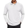 COOFANDY Mens Fleece Quarter Zip Pullover Long Sleeve Mock Turtleneck Sweatshirts Thermal Workout Golf Polo Shirt(White)