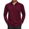 COOFANDY Mens Fleece Quarter Zip Pullover Long Sleeve Mock Turtleneck Sweatshirts Thermal Workout Golf Polo Shirt(Wine Red)