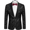 COOFANDY Men’s Floral Tuxedo Jacket Jacquard Suit Jacket Slim Fit Blazer for Wedding, Prom, Dinner(Black)