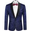COOFANDY Men’s Floral Tuxedo Jacket Jacquard Suit Jacket Slim Fit Blazer for Wedding, Prom, Dinner(Blue)
