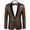 COOFANDY Men’s Floral Tuxedo Jacket Jacquard Suit Jacket Slim Fit Blazer for Wedding, Prom, Dinner(Golden)