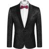 COOFANDY Men’s Floral Tuxedo Jacket Jacquard Suit Jacket Slim Fit Blazer for Wedding, Prom, Dinner(Type02-black)