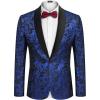 COOFANDY Men’s Floral Tuxedo Jacket Jacquard Suit Jacket Slim Fit Blazer for Wedding, Prom, Dinner(Type02-blue)