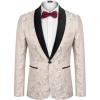 COOFANDY Men’s Floral Tuxedo Jacket Jacquard Suit Jacket Slim Fit Blazer for Wedding, Prom, Dinner(Type02-champagne)