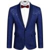 COOFANDY Men’s Floral Tuxedo Jacket Paisley Shawl Lapel Stylish Suit Blazer Jacket for Wedding, Dinner, Party, Prom(Nave Blue)
