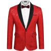 COOFANDY Men’s Floral Tuxedo Jacket Paisley Shawl Lapel Stylish Suit Blazer Jacket for Wedding, Dinner, Party, Prom(Red)