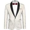 COOFANDY Men’s Floral Tuxedo Jacket Paisley Shawl Lapel Stylish Suit Blazer Jacket for Wedding, Dinner, Party, Prom(White)