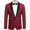 COOFANDY Men’s Floral Tuxedo Jacket Paisley Shawl Lapel Stylish Suit Blazer Jacket for Wedding, Dinner, Party, Prom(Wine Red)