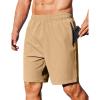 COOFANDY Men’s Gym Workout Athletic Shorts Running Jogger Quick Dry Lightweight Shorts with Zipper Pockets(Khaki)