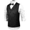 COOFANDY Mens Halloween Victorian Vest Steampunk Double Breasted Suit Vest Slim Fit Brocade Paisley Floral Waistcoat(Black)