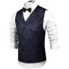 COOFANDY Mens Halloween Victorian Vest Steampunk Double Breasted Suit Vest Slim Fit Brocade Paisley Floral Waistcoat(Navy Blue)