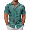 COOFANDY Mens Hawaiian Shirt Short Sleeve Button Down Shirts Tropical Floral Summer Beach Shirts(Green)