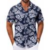 COOFANDY Mens Hawaiian Shirt Short Sleeve Button Down Shirts Tropical Floral Summer Beach Shirts(Navy-white Flowers)