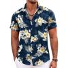 COOFANDY Men’s Hawaiian Shirt Short Sleeve Floral Button Down Shirts Tropical Holiday Beach Shirts(Black-apricot Bloom)