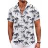 COOFANDY Men’s Hawaiian Shirt Short Sleeve Floral Button Down Shirts Tropical Holiday Beach Shirts(Grey-tropical Tree)