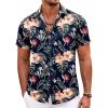 COOFANDY Men’s Hawaiian Shirt Short Sleeve Floral Button Down Shirts Tropical Holiday Beach Shirts(Navy Blue-tropical Floral)