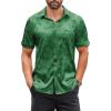 COOFANDY Mens Hawaiian Shirts Short Sleeve Casual Button Down Tropical Beach Shirt(03 Deep Green)