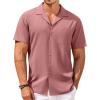COOFANDY Mens Hawaiian Shirts Short Sleeve Casual Button Down Tropical Beach Shirt(A- Deep Pink)