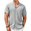 COOFANDY Mens Hawaiian Shirts Short Sleeve Casual Button Down Tropical Beach Shirt(A- Gray)