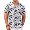 COOFANDY Mens Hawaiian Shirts Short Sleeve Casual Button Down Tropical Beach Shirt(A- Navy Shark)