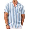 COOFANDY Mens Hawaiian Shirts Short Sleeve Casual Button Down Tropical Beach Shirt(A- Sky Blue)