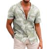 COOFANDY Mens Hawaiian Shirts Short Sleeve Casual Button Down Tropical Beach Shirt(A-green- Palm Leaf)