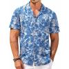 COOFANDY Mens Hawaiian Shirts Short Sleeve Casual Button Down Tropical Beach Shirt(B- Blue Floral)