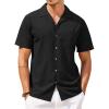 COOFANDY Mens Hawaiian Shirts Short Sleeve Casual Button Down Tropical Beach Shirt(Black)