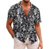 COOFANDY Mens Hawaiian Shirts Short Sleeve Casual Button Down Tropical Beach Shirt(Black Floral)