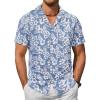 COOFANDY Mens Hawaiian Shirts Short Sleeve Casual Button Down Tropical Beach Shirt(Blue Floral)