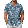 COOFANDY Mens Hawaiian Shirts Short Sleeve Casual Button Down Tropical Beach Shirt(Blue Leaves)