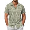 COOFANDY Mens Hawaiian Shirts Short Sleeve Casual Button Down Tropical Beach Shirt(Celadon Green Leaves)