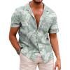 COOFANDY Mens Hawaiian Shirts Short Sleeve Casual Button Down Tropical Beach Shirt(Celadon Green- Palm Leaf)