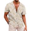 COOFANDY Mens Hawaiian Shirts Short Sleeve Casual Button Down Tropical Beach Shirt(Khaki Floral)