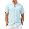 COOFANDY Mens Hawaiian Shirts Short Sleeve Casual Button Down Tropical Beach Shirt(Light Blue)