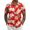 COOFANDY Mens Hawaiian Shirts Short Sleeve Casual Button Down Tropical Beach Shirt(Multi Flowers Red)