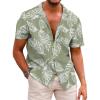 COOFANDY Mens Hawaiian Shirts Short Sleeve Casual Button Down Tropical Beach Shirt(Palm Leaf-green)