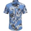 COOFANDY Mens Hawaiian Shirts Short Sleeve Casual Button Down Tropical Beach Shirt(Sky Blue / White Leaf)