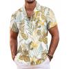 COOFANDY Mens Hawaiian Shirts Short Sleeve Casual Button Down Tropical Beach Shirt(W- Palm Leaf)