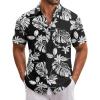 COOFANDY Mens Hawaiian Tropical Shirt Short Sleeve Casual Button Down Floral Summer Beach Shirts with Pocket(B-black Leaves)
