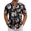 COOFANDY Mens Hawaiian Tropical Shirt Short Sleeve Casual Button Down Floral Summer Beach Shirts with Pocket(Black)