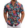 COOFANDY Mens Hawaiian Tropical Shirt Short Sleeve Casual Button Down Floral Summer Beach Shirts with Pocket(Black Flowers)