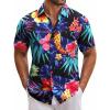 COOFANDY Mens Hawaiian Tropical Shirt Short Sleeve Casual Button Down Floral Summer Beach Shirts with Pocket(Black Leaf & Flower)