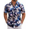 COOFANDY Mens Hawaiian Tropical Shirt Short Sleeve Casual Button Down Floral Summer Beach Shirts with Pocket(Blue)
